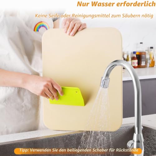Foto von GOFOWRK Pizzastein 5er Set, 38 x 30 cm Großes Rechteckiges Pizzastein für Backofen & Gasgrill & Außengrill mit Metall-Pizzaschieber & Pizzaschneider, 1,5 cm Verdickt Backstein für Backofen Brot