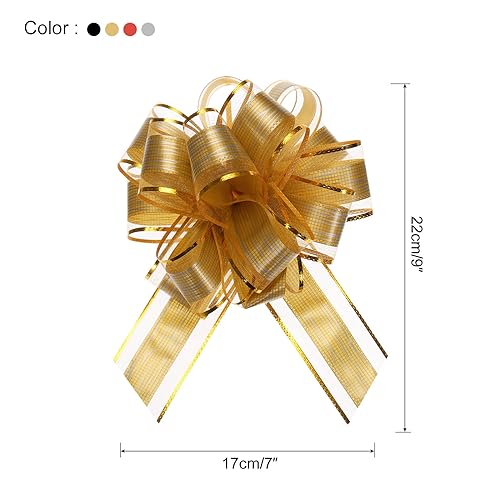 Uxcell 20pcs 9 Inch Extra Large Pull Bow Gift Wrapping Bows Ribbon Organza for Wedding Baskets Presents Christmas Party Red/Gold/Silver/Black - Image 2