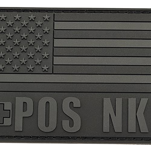 Blackout USA America Flag OPOS O+ O POS NKA Blood Type No Known Drug Allergies Tactical PVC Rubber Patch, Multicolour - Image 3