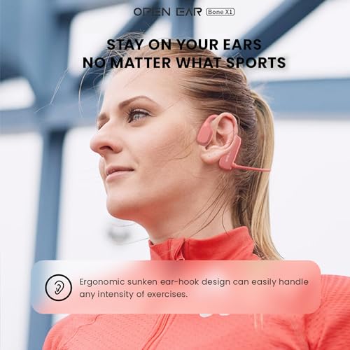 Image of Bone Conduction Headphones,IPX5 Open-Ear Wireless Bluetooth 5.3 Magnetic Charging with Mic, 6Hr Playtime, Waterproof Sweatproof Earphones for Sports, Running, Gym, Hiking, Cycling - Black