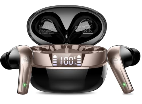 Image of Wireless Earbuds Stereo Sound in Ear Headphones, 47H Playtime, LED Display | Noise Cancelling EarBuds Deep Bass with 4 Mic ENC Clear Calls, Bluetooth 5.4 Headphones, Touch Control, IP7 Waterproof