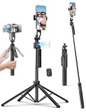 Stabilizzatore Smartphone, Treppiede Tracciamento Automatico Facciale 360 Rotating Bastone Selfie,163cm con Telecomando Treppiede Portatile con vite 1/4 per iPhone/Android/Samsung/Camera/GoPro