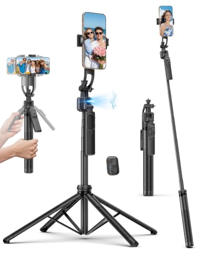 Statyw do automatycznego śledzenia twarzy 164 cm, obracany o 360 stopni statyw do telefonu z pilotem, ręczna stabilizacja, aluminiowy uchwyt na telefon Quadrapod, do iPhone'a i aparatu, Tiktok