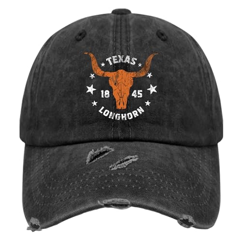 Texas Est.1845 Vintage Longhorns Cowboy Cowgirl Hat for Men Women Soft Washed Distressed Baseball Cap Outdoor Hat Trucker hat