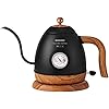 Bsigo Gooseneck Electric Kettle with Thermometer, 100% Stainless Steel for Pour-over Coffee & Tea Kettle, BPA Free, Auto Shut off Anti-dry Protection, Quick Heating Boiling Water, 1000W-0.8L, Black