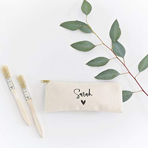 Image of The Cotton & Canvas Co. Personalized Name Heart Small Cosmetic Case and Travel Pouch for Office and On the Go