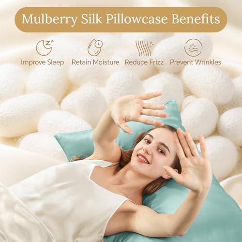 Image of INFIIXSO Body Pillow Cover with Zipper, Luxury Mulberry Silk Long Body Pillow Case 20x54 Inches, Ultra Smooth and Soft Cooling Body Pillow Pillowcase, Gift for Women, Men(ICY Morn)