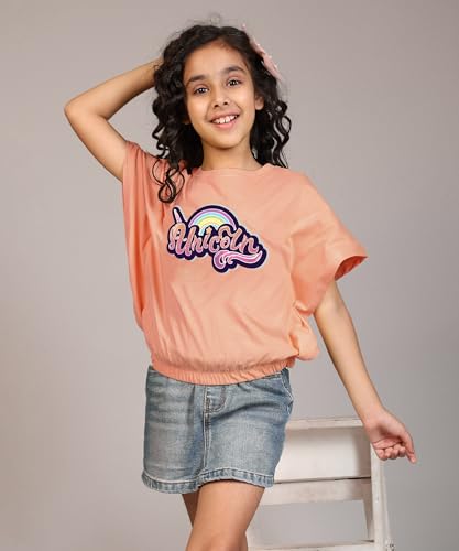 Image of KYDA KIDS 100% Cotton Crop top for Girls - Printed Half Sleeve Stylish Tshirt, Regular Fit Tops for Girls - (Pack of 3)