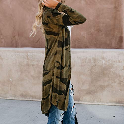 Toimothcn Womens Thin Camouflage Cardigan Tops Long Sleeve Slim Jacket Outerwear Coat(Camouflage,L)