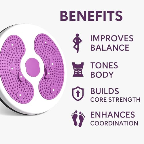 Twist Exercise Board for Core & Abs – 11" Balance Twister Disc with 360° Rotation, Non-Slip Massage Foot Pads, Improves Balance, Flexibility & Posture (Purple) by Generic - Image 6