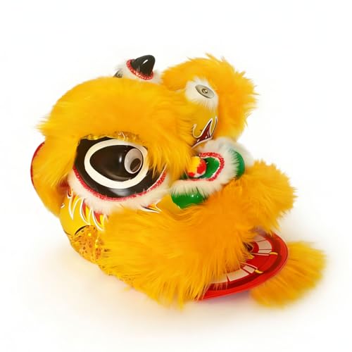 HTRDHT 15 Inch Lion Dance Costume with Tail, Chinese Dragon Costume for 6-12 Age, Traditional Mascot Costume Suit for Performance (Yellow)