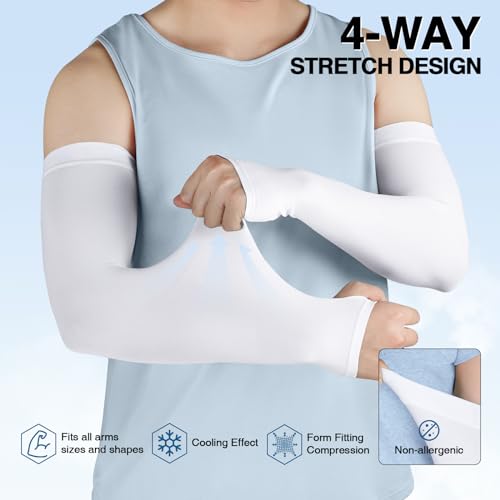 LUOLIIL VOE Mangas de braço de resfriamento de proteção solar para homens e mulheres, mangas de comp