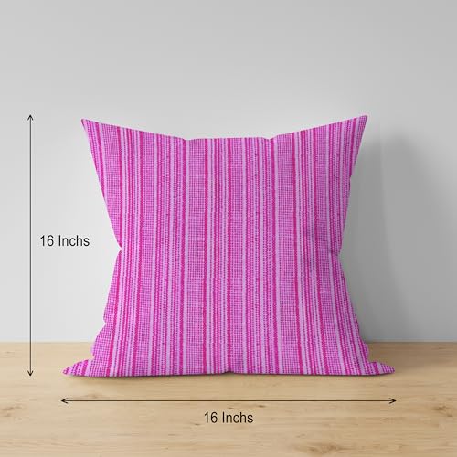 Image of nissi Cotton Plain Cushion Covers, 16x16 inches, Set of 3, (3, Pink, 16x16 inches)