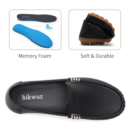 Image of Women's Comfortable & Lightweight Leather Loafers Slip-Ons Driving Walking Mocs Boat Shoes Cute Business Casual Dress Shoes Work Flats for Women