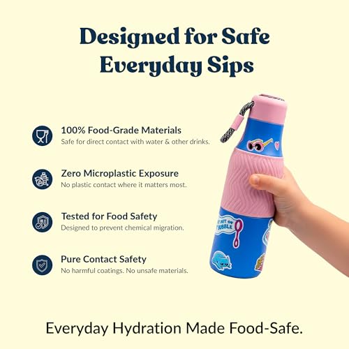 Image of Rabitat ZAPPY Personalized 700ml Insulated Water Bottle for School Kids | 2-Year Warranty | Full School Day, No Refills | Spinflo Leakproof Cap | 18 Hrs Cold | ISI Certified Stainless Steel | Laven