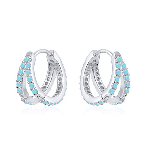 Boucle d'oreille turquoise en argent 925 minimaliste pour femme