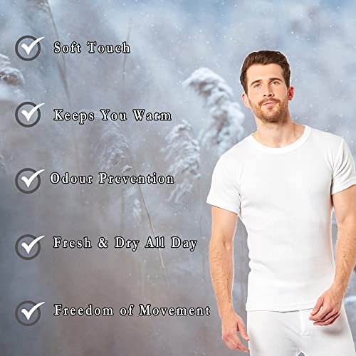 Heatwave® Pack of 2 Men's Thermal T Shirt, Warm Underwear Baselayer Thermals, XX Large White - Image 4