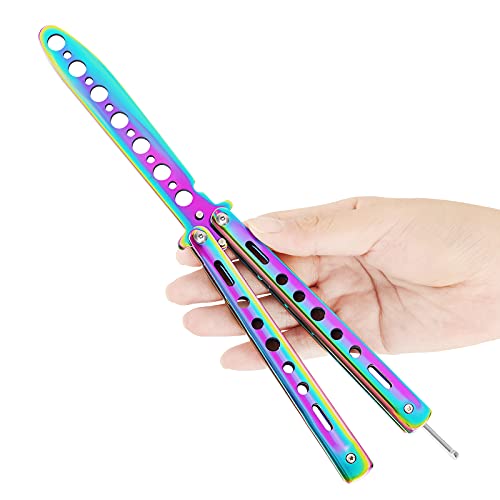 Leyaoandizhich Butterfly Knife, Practice Knives, Trainer Martial Arts Practice Swords, Steel Metal Folding Knife Training Knife Tool Unsharpened（Knife） #TOP1