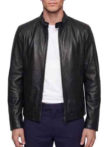 BARONE Giacca Primaverile Uomo Vera Pelle, Giubbotto da Moto e