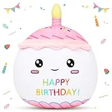 Easfan Birthday Cake Plush Pillow Soft Plush Toy Kawaii Stuffed Animal Home Room Decoration Birthday Gifts for Kids Toddlers