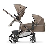 Cochecito Deryan Evy V3 para 2 niños, de 0 a 4 años - para recién nacidos, bebés y preescolares - Cochecito de bebé de hasta 50 kg - Cochecito de bebé - Cochecito de viaje 2 en 1 - Hazel