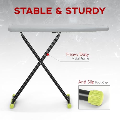 Ironing Board Full Size 54x14, RAINHOL Height Adjustable Iron Board with Thick Padded Cover and Smart Hanger, Heavy Duty Foldable Ironing Table with Silicone Pad Iron Rest, Gray