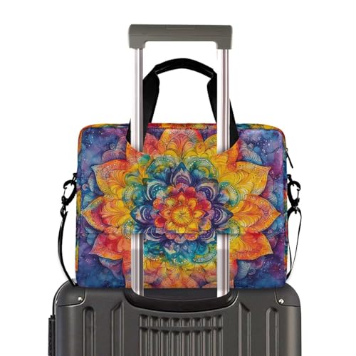 Maletín para portátil con patrón mandala amarillo y azul 13-15.6 pulg miniatura 4