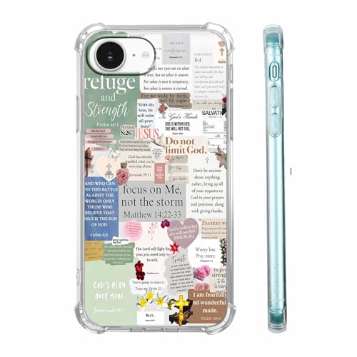 mehidpur Christian Quotes Aesthetic Vintage Jesus Bible Verse Collage Pattern,Soft TPU Bumper Case for iPhone 16e/17e,#2