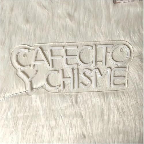 Enseigne lumineuse au néon Cafecito Y Chisme lampe LED murale blanc chaud - 3