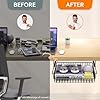 ENONCI Under Desk Drawer, Slide Out Design,No Drill Metal Under Desk Cable Management, Under Table Storage Shelf Tray Basket Under Table Drawer Organizer for Office, Home, Workspace, Cabinet