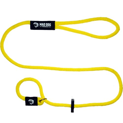 Mad Dog Products Signature English Slip Lead Dog Leash - Made in USA | 1/2 Inch x 6 Feet | Yellow