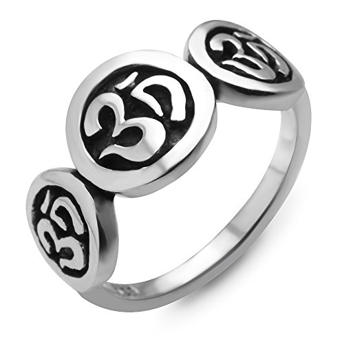 925 Sterling Silver Vintage Yoga Aum Om Ohm Sanskrit India Symbol Band Ring Size 8