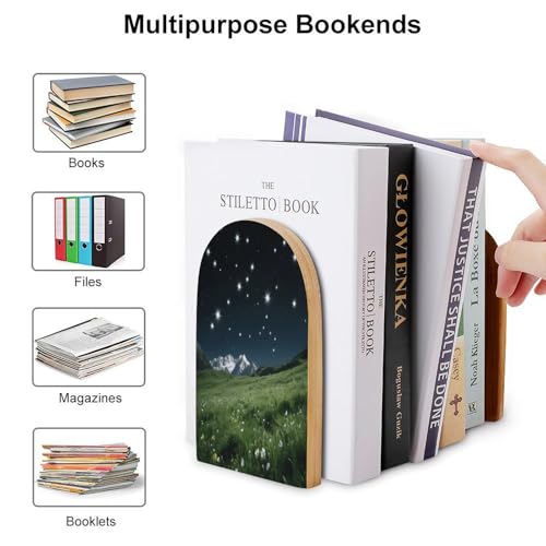 Sujetalibros de madera Alpine Meadow Stars organizador ideal para estanterías de oficina 4