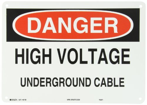 Panneau câble souterrain haute tension Brady 43128 en aluminium B-555 25x35 cm