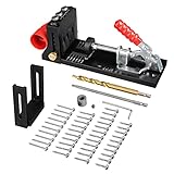 ENJOYWOOD XK-4 Pocket Hole Jig Set, Aluminium Taschenloch Bohrschablone, Bohrschablone Schrägloch, Schrägloch Bohrhilfe mit 40 Stück Taschenlochschrauben 2 Bohrer
