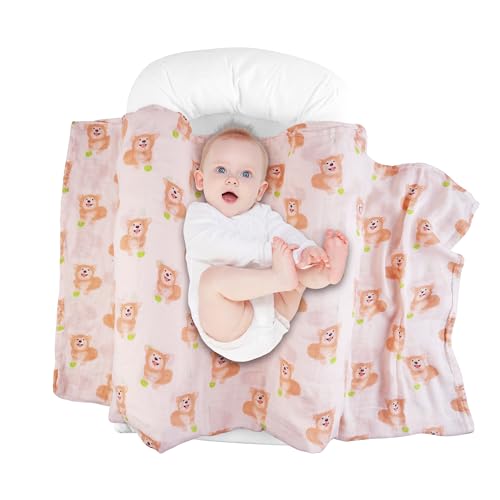 Image of Viviland Muslin Swaddle Blankets, Breathable and Skin-Friendly Baby Receiving Blankets, 2-Pack Corgi, 47 x 47 inches