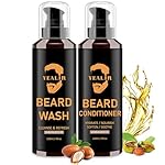 Beard Wash & Conditioner for Men - Soften & Hydrate with Argan & Jojoba Oil - Controls Dandruff & Itching for a Fresh, Smooth & Tangle-Free Beard - 2-Pack (4oz Each)