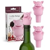 Pund'it 3 Little Swigs Wine Bottle Stoppers, Set of 3 Pig Silicone Champagne and Wine Corks