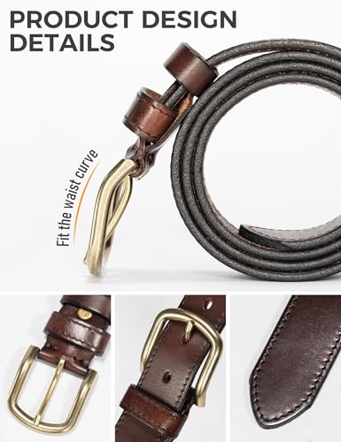 1.3‘' Womens Leather Belt for Jeans Pants with Gold Buckle4