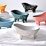 Art Ceramic Clawfoot Victorian Baby Bathtub Shaped Bar Dish Soap Dispenser Holder Shower Organizer H
