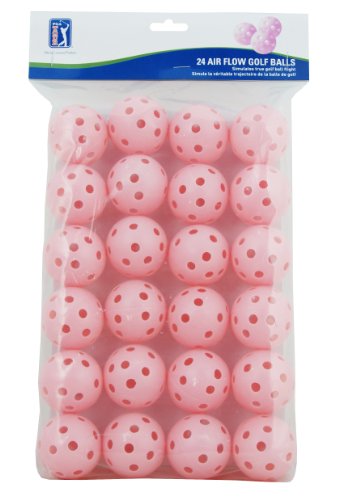 PGA Tour Air Flow Übungs Golfball Set de 24 Bolas para práctica de Golf de Flujo de Aire, Unisex, Rosa