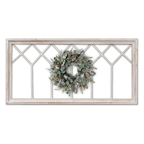 Rustic Wood Window Frames for Wall Decor 40" x 20", Hanging Distressed White Rectangular Farmhouse Window Pane Wall Decor, Vintage Decorative Window Frame House Decor for Living Room Bedroom Christmas Cover