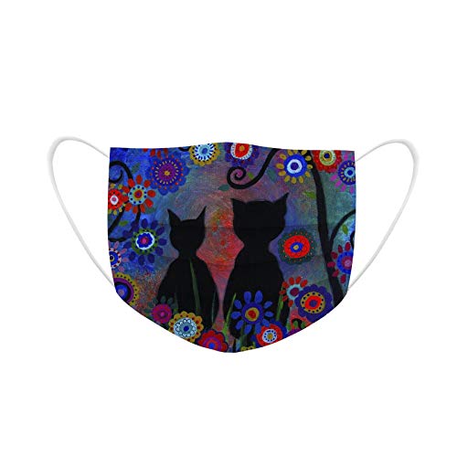 Disposable Face Masks With Designs Cute Paper_Mask For Women Adults Pattern Colored Masks Disposable 50 Pc, 3 Ply Breathable (#12-Cat) #TOP5