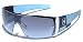 Khan Men's Flat Top Sports Shield Sunglasses