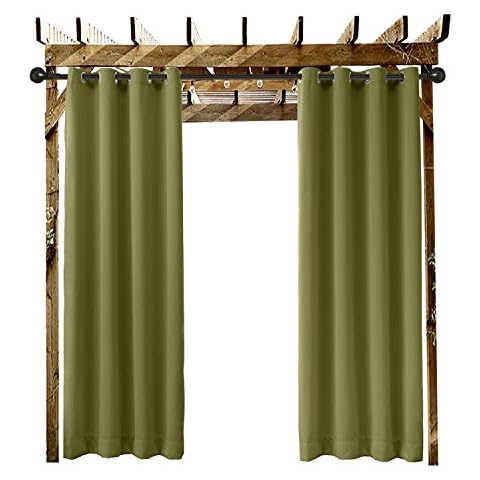 Drapifytex 84" W by 96" L Outdoor Curtain Olive Green Waterproof Blackout Drapery Rustproof Aluminum Grommet Drape, Patio Curtain (1 Panel) Cover