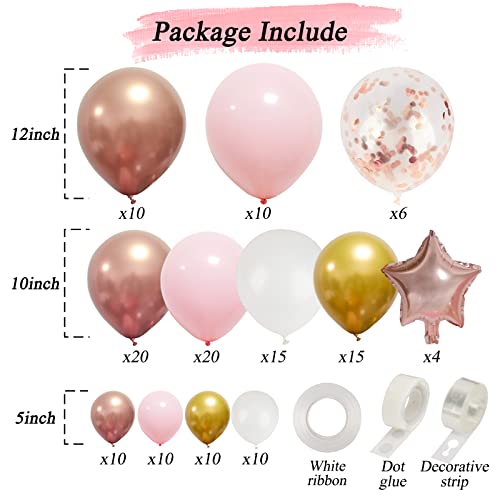 image for RUBFAC Rose Gold Balloon Garland Arch Kit with Pink Gold White Balloon