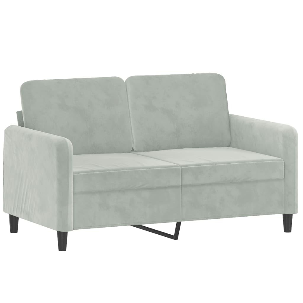 Juego de 3 sofás de terciopelo gris claro, 2 sofás de 2 plazas con reposapiés, diseño moderno, marco de metal resistente, acolchado cómodo para salón, opción en forma de L