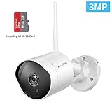 Security Camera Outdoor - HD 2K 3MP 1536P Bullet Camera 2.4G IP66 Waterproof 50ft Night Vision Home Surveillance IP Camera Two-Way Audio, Motion Detection Alarm/Recording, Including 64GB SD Card