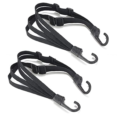 2 Pièces Tendeurs Elastique avec Crochets,Sangle à Bagages pour Velo Moto,Elastique Porte-Bagages à Tendeur Réglable,Tendeur Plat avec Crochets Accessoire pour Moto Vélo Bagage 60-105cm Cover