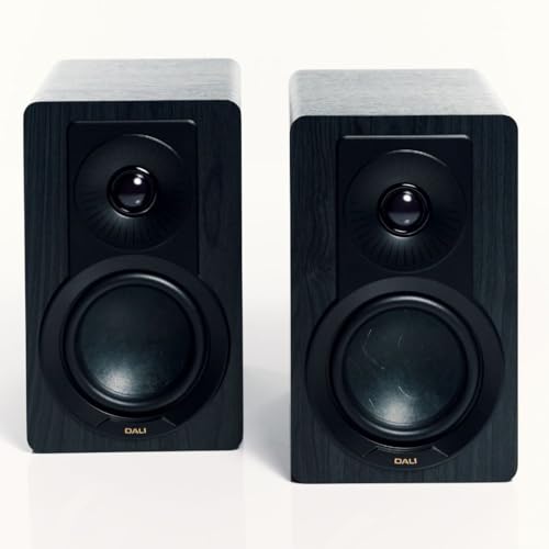 DALI KUPID Premium-Kompakt-Passiv-HiFi-Regallautsprecher 2-Wege-Design mit 4 5-Zoll-Tieftöner und 1-Zoll-Hochtöner inklusive Wandhalterung (Paar) Black Ash